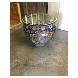 Chinese Ceramic Pot with Glass Top