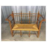 Wicker and Wood Side Bench