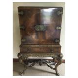 Claw Foot Ornate Wood Cabinet