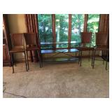 4 Metal High-Back Barstools and Sofa