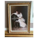 Framed Painting of Lady Piano