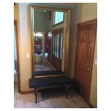 Large Hallway Mirror and Padded Bench