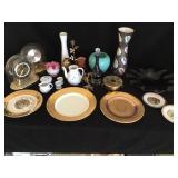 Misc. Plates, Glass, Metal, and Clocks Lot