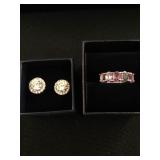 Stauer Tanzanite Ring and Diamondaura Crown Earrings 2 Both Sterling