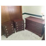 Dresser, Lamp, and Two Nightstands