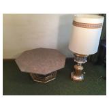 Octagonal Marble Table and Lamp