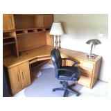 Large Wooden Computer Desk with Chair