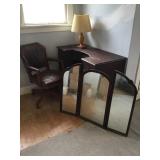 Desk, Chair, and Lamp