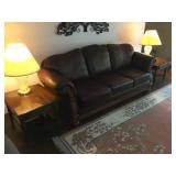 Leather Sofa, Tables, and Lamps
