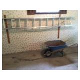 Aluminum Extension Ladder and Wheelbarrow