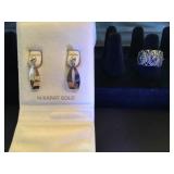 Gold and Sterling Earrings and Ring