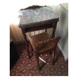 Marble Top Note Desk with Chair