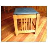 F5 Mission Ottoman 19Lx16Wx16H Dark Blue  Leather