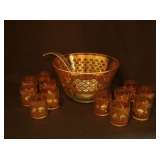 K1 gold punch bowl w/12 glasses