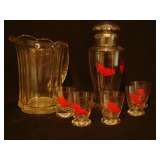 K4 Rooster decanter w/5 sipping glasses