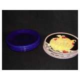 K5 Serving plates 4 Debbie Mumm 8 1/2" plates, 4 cobalt blue 8" plates