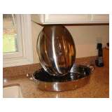 K7 Roasting pan Silver toned is 18" long,