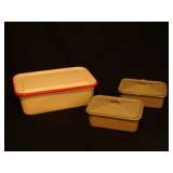 K8 Enameled pans  Gray set has scratches on handle (one cover, other is fine) , (7.5x5x2.5)