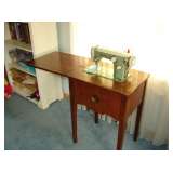 BR9 White sewing machine in cabinet 