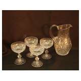DR8 Crystal pitcher & 4 glasses Hand Cut Slovakia