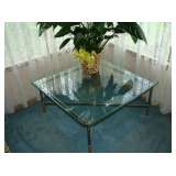 LR2 Glass top brass table 38x38x17