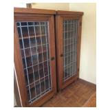 Oak Leaded Glass Door Cabinets