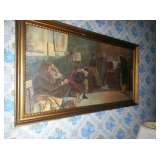 Early framed violinist litho