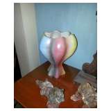 Mid Century pottery & heavy glass bulldogs