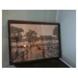 1 of two Chinese framed textile