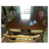 Mahogany table & 6 ribbon back chairs
