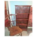 Mahogany bookcase & windsor braceback chair