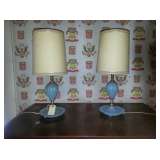 Pair of blue glass table lamps