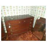 mahogany curve front low dresser & mirror
