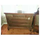 Low mahogany dresser & mirror