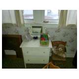 small white doll baby dresser & mirror