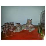 Pair heavy glass bulldogs