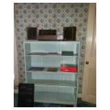 blue painted early oak bookcase