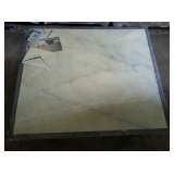 floor cloth attached to top of coffee table