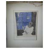 signed % numbered print woodcut