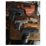 Ruger LC 9 w/holster & laser, AMT 380 backup w/holster, highpoint model C9 9mm.  (only on premises d