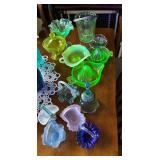 vaseline uranium glass  fenton baskets