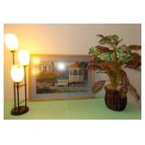 HCE015 Framed Print, Lamp, Artificial Croton Plant