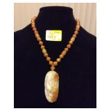 HFJ003 Honey White Jade Pendant and Beads