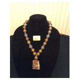 HFJ011 Opal Pendant w/ Opal and Lucite Beads