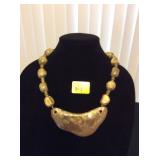 HFJ017 Raku Pendant w/ Czech Beads Necklace