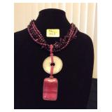 HFJ023 Pearl, Pink Quartz and Agate Necklace