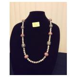 HFJ036 Rhodonite, Lucite & Jasper Agate Necklace