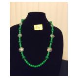 HFJ039 Pretty Agate & Hand Blown Glass Necklace