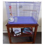 DDC027 Bird Cage, Wood End Table, Die Cast Car & Geode Candle Holder