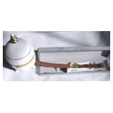 DDC082 Alcraft Watch and Porcelain Faux Faberge Egg Trinket Box